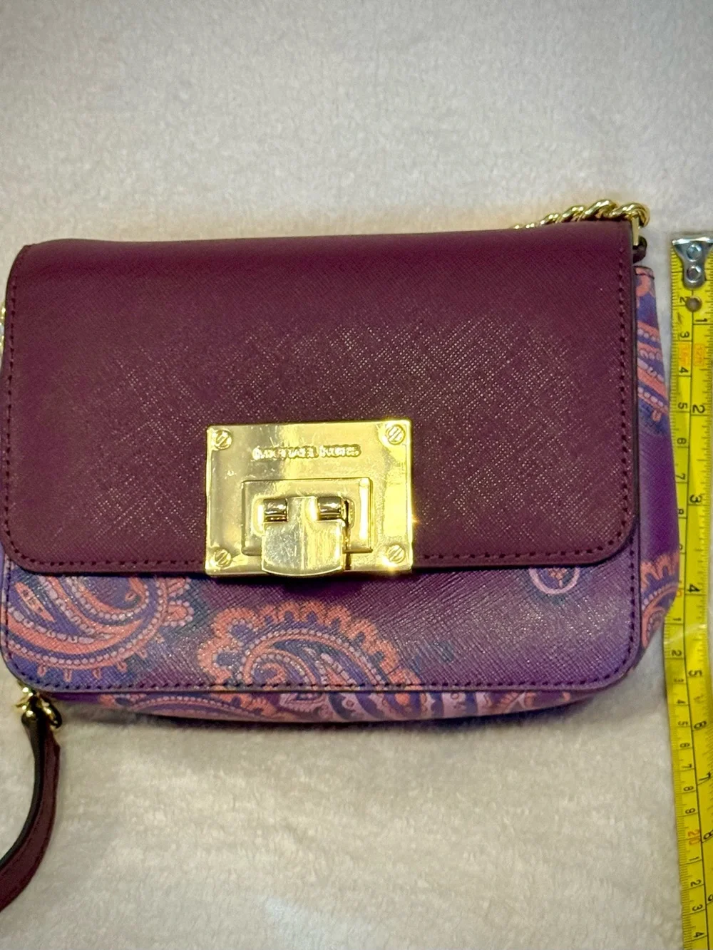 Michael Kors Purple Paisley Crossbody with Gold Hardware
